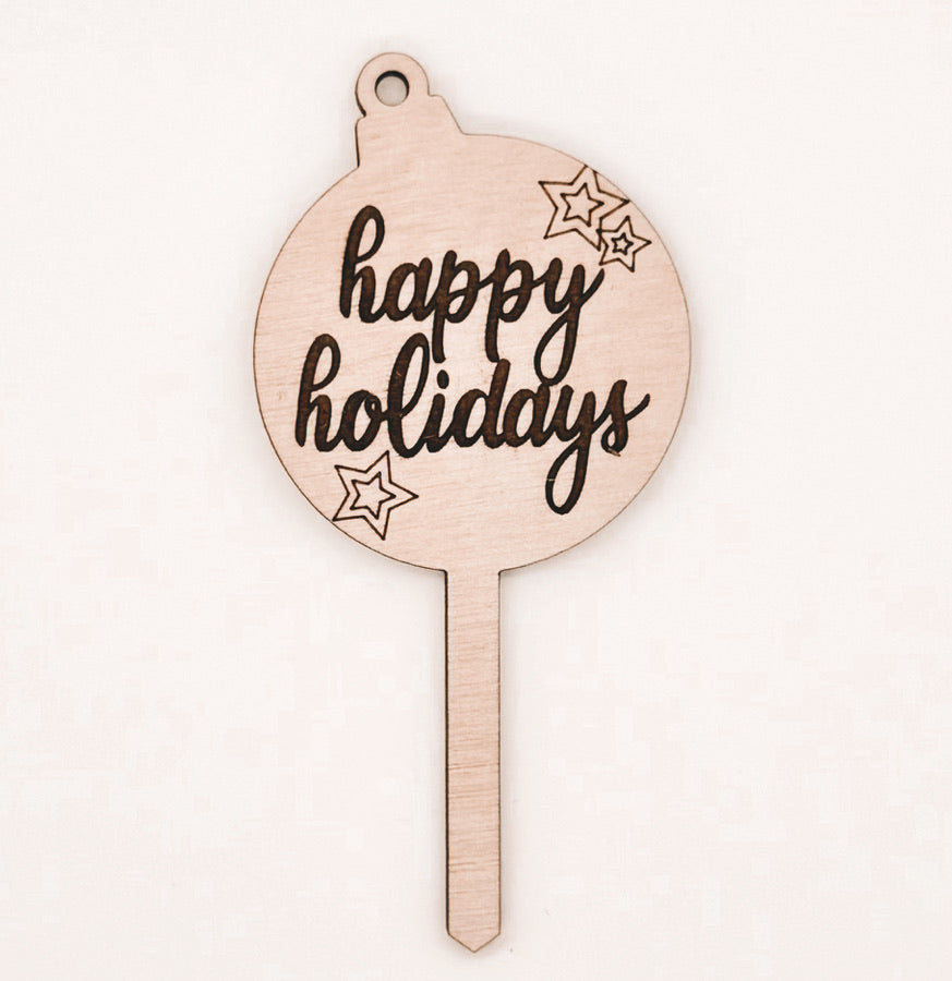 Happy Holiday Ornament - Charcuterie Pick/ Cupcake Topper