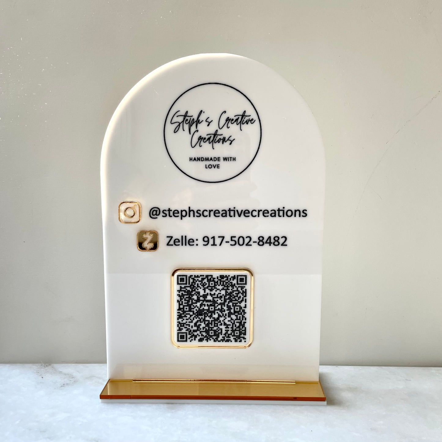 Social Media Arch Sign with QR code - Acrylic