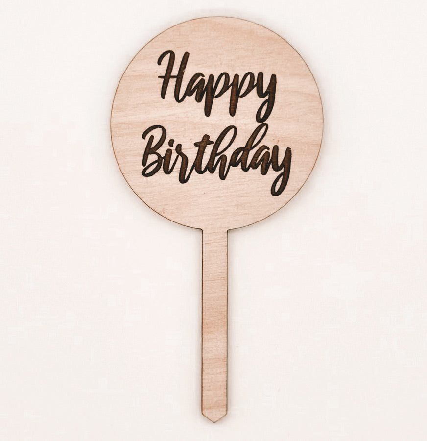 Happy Birthday Classic Cursive- Charcuterie Pick / Cupcake Topper