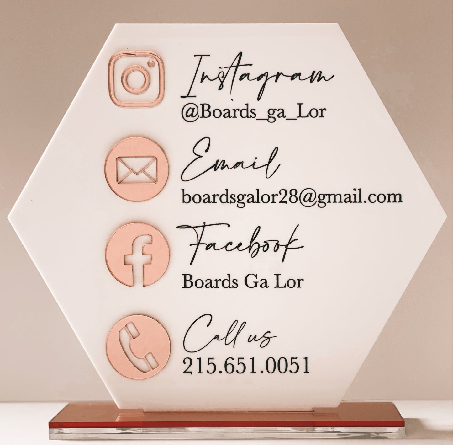 Acrylic Hexagon Social Media Sign